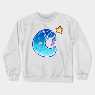 Blue Moon with water and stars Crewneck Sweatshirt